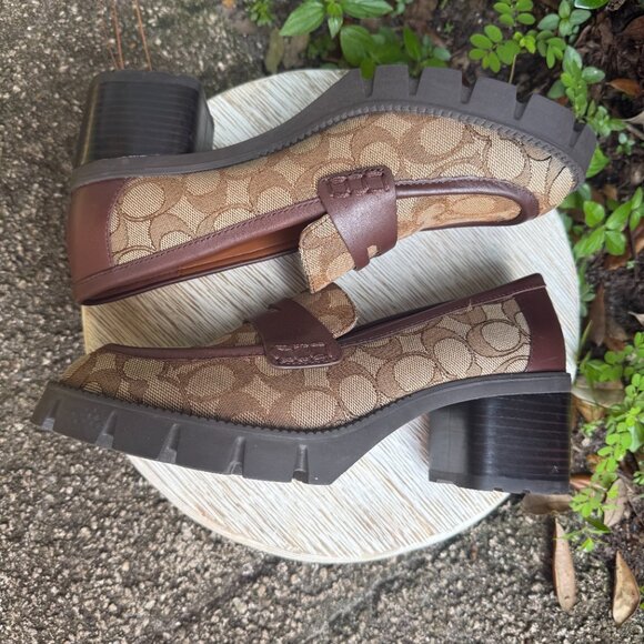COACH COLLEEN LOAFER 8.5 SIGNATURE MONOGRAM JACQUARD Women's Retro Preppy New - Picture 9 of 12